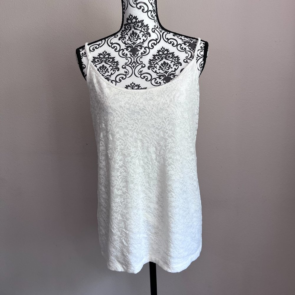 Ann Taylor LOFT Adjustable Strap Lace Front Cami Tank Top - Ivory - Size XL - Picture 6 of 6